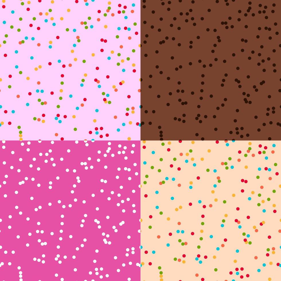Set of sprinkles seamless pattern. Colorful sprinkles on solid background repeating pattern design. Vector illustration
