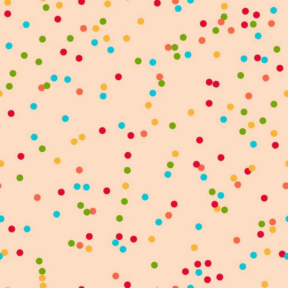 Sprinkles seamless pattern. Colorful sprinkles on solid background repeating pattern design. Vector illustration