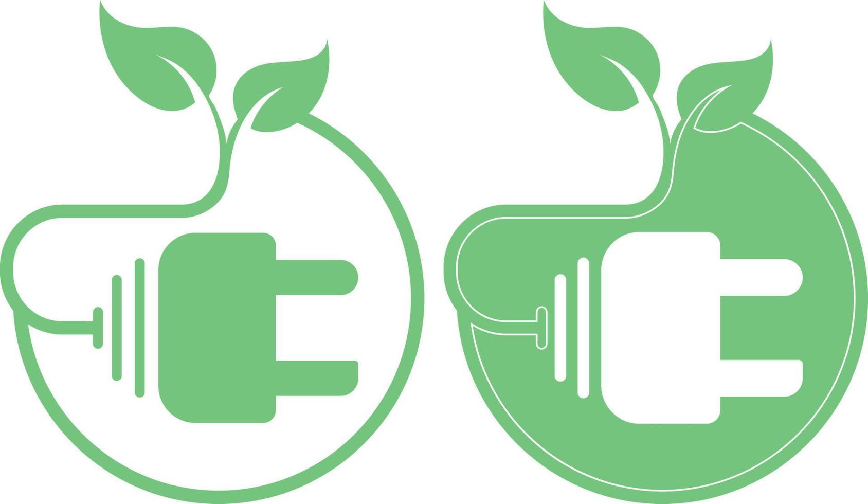 eco green electric plug icon set vector