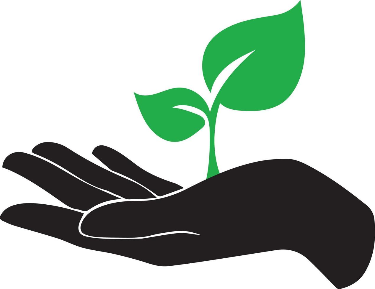 Hand with eco green leaf icon vector