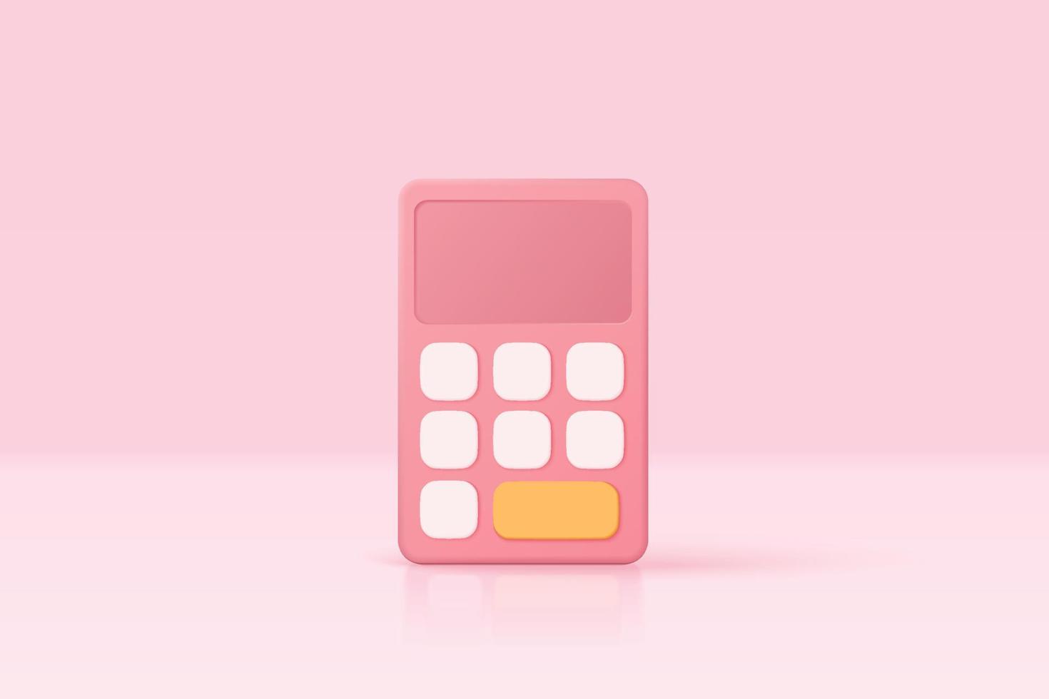 vector de calculadora mínima 3d render concepto de gestión financiera. el dispositivo matemático calcula aislado sobre fondo rosa pastel. calculadora para finanzas contables con concepto de renderizado vectorial 3d