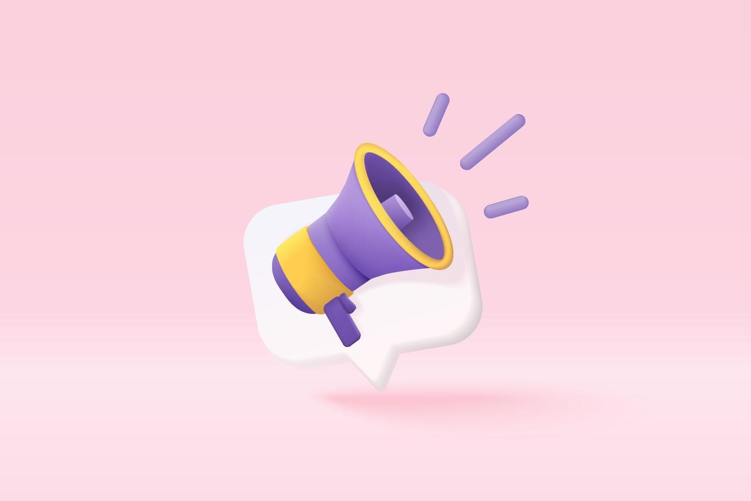 3d megaphone speaker or loudspeaker bullhorn for announce promotion, megaphone loudhailer with microphone mockup , speakerphone 3d vector render for alert and announcement on isolated background