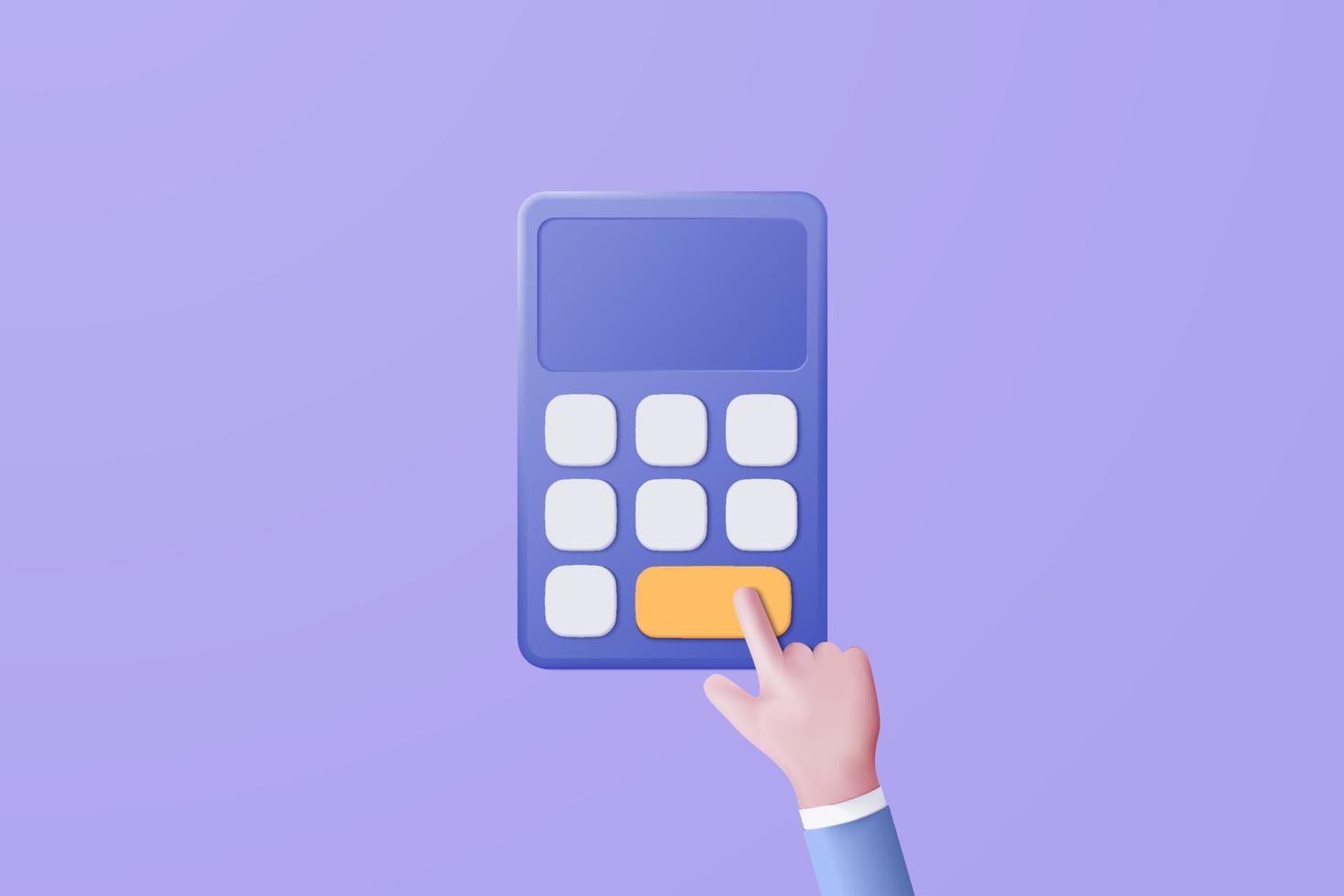 3d minimal calculator vector render concept of financial management. math device calculate isolated on pastel background. calculator holding hand for accounting finance with 3d vector render concept