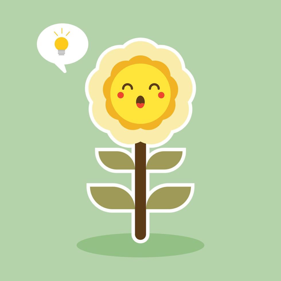 happy sunflower character mascot flat design vector illustration