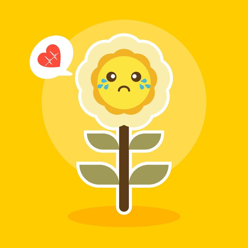 happy sunflower character mascot flat design vector illustration