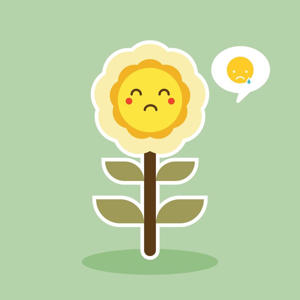 happy sunflower character mascot flat design vector illustration