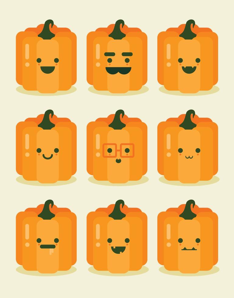 cara linda y divertida jack o linterna calabaza. banner de diseño plano, ilustración vectorial. lindo fantasma en estilo de diseño plano. ícono de halloween en color suave o pastel. símbolo de feliz halloween para niños vector