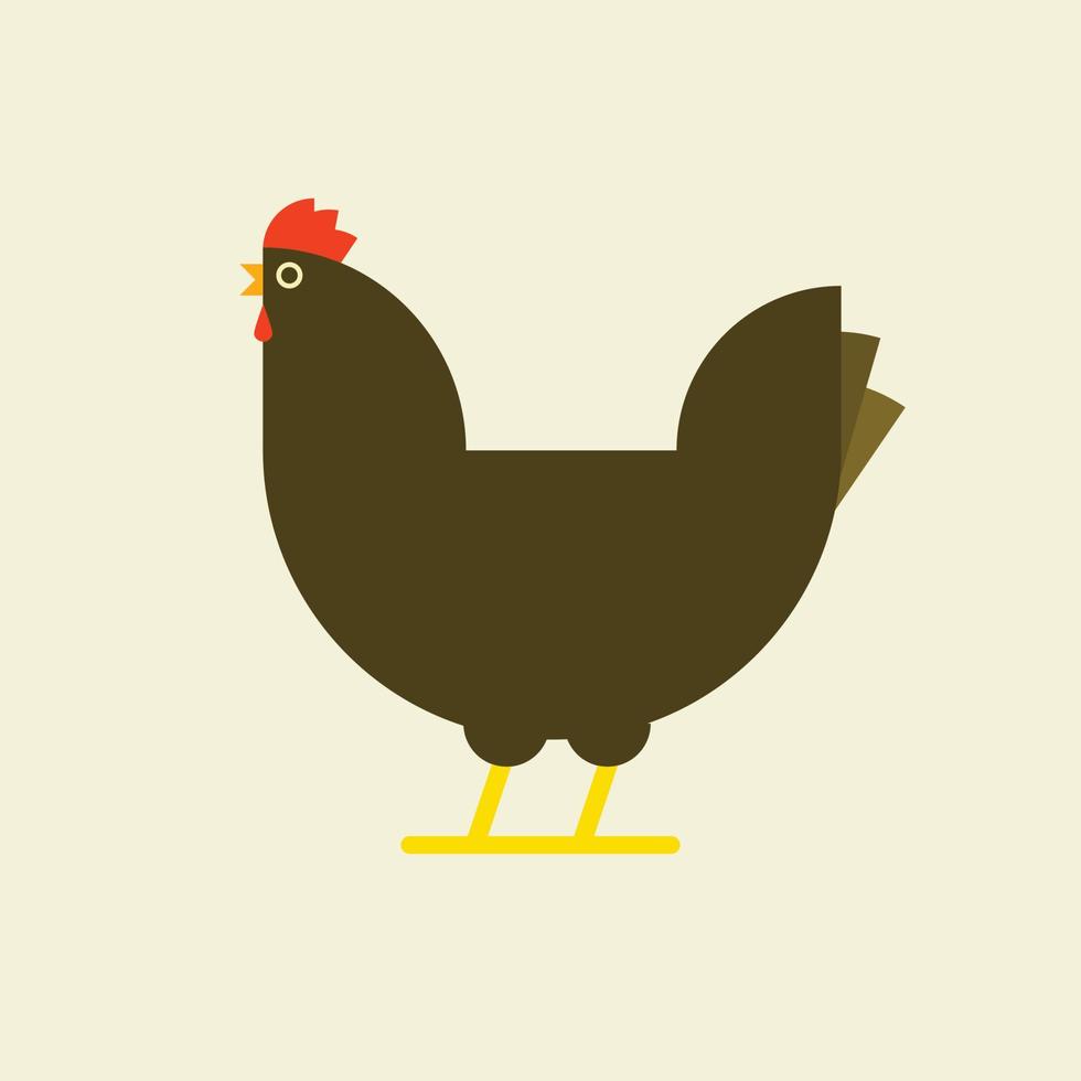 pollo, logotipo de gallo. elementos planos. gallina de ilustración vectorial. etiqueta para mercado, aves, granja, zoológico, clínica veterinaria. diseño plano moderno. gallo estilizado vector