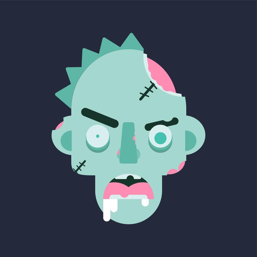 icono de cabeza de zombi, símbolo de zombi icono de Halloween. colorido icono de cadáver plano. diseño de arte de línea delgada, ilustración de contorno vectorial vector