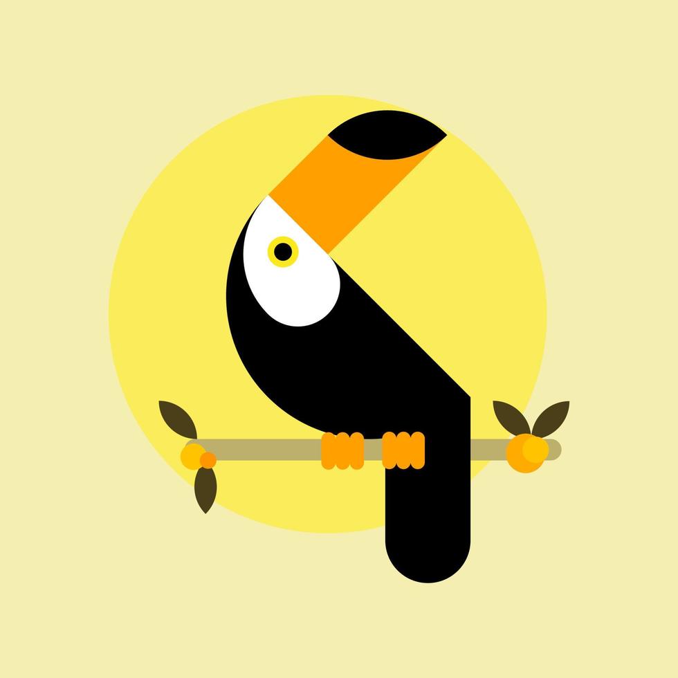 Toucan bird. Flat design style illustrations. Template of icons and logos. Simple mascot vector