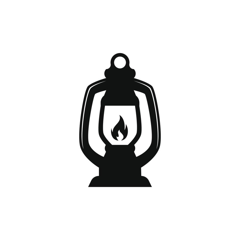 diseño de vector de linterna de campamento de silueta para icono de logotipo