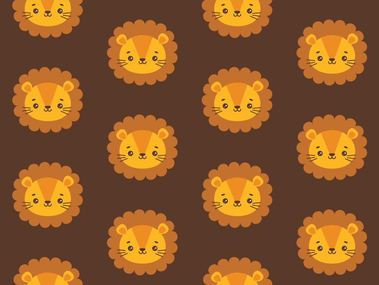 Lion vector pattern. Cute seamless safari background with lion head.