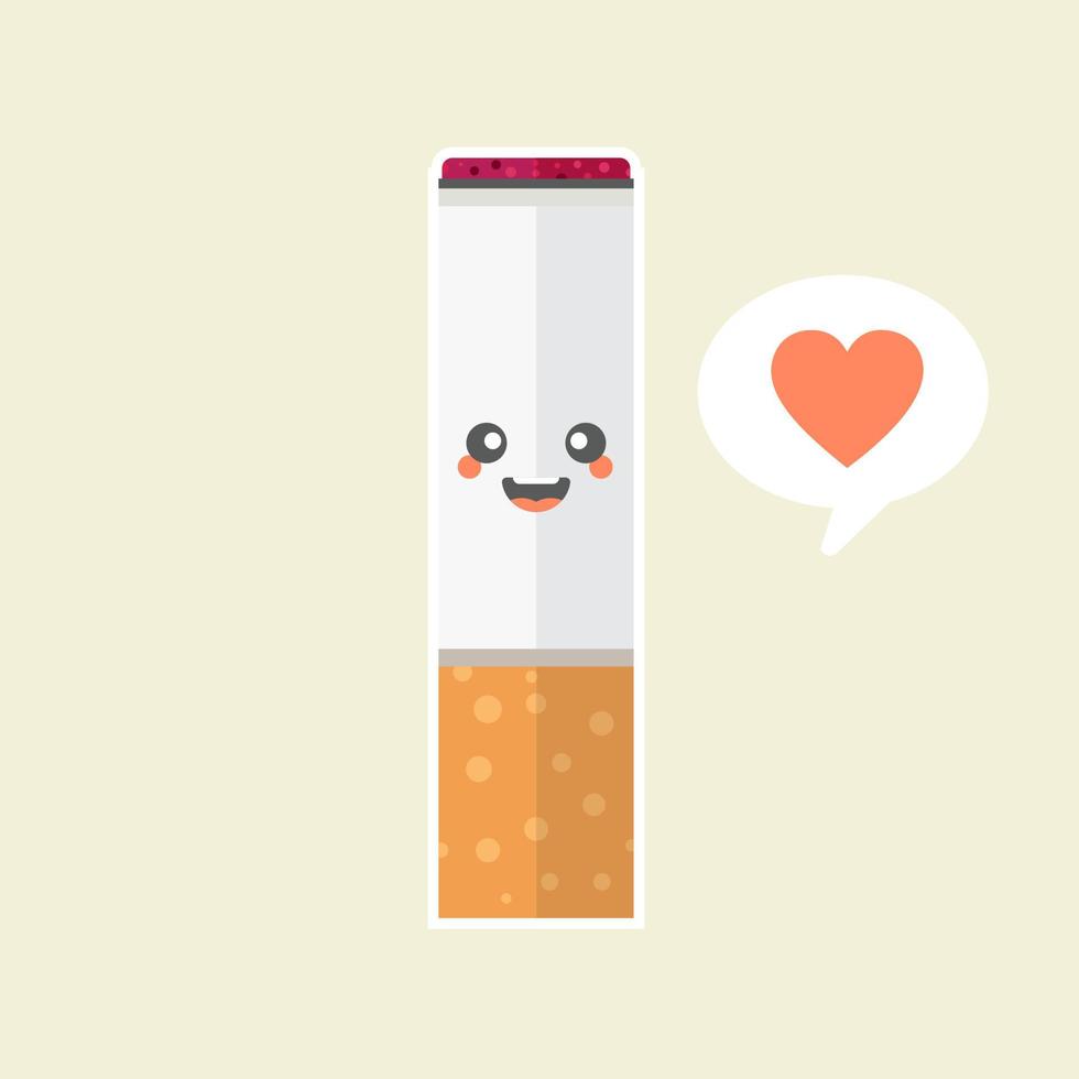 cigarette character mascot isolated on background, cigarettes illustration, cigarette simple clip art,smoking area icon in flat style. vector