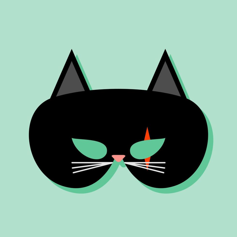 máscara de halloween de gato negro o icono en estilo plano vector