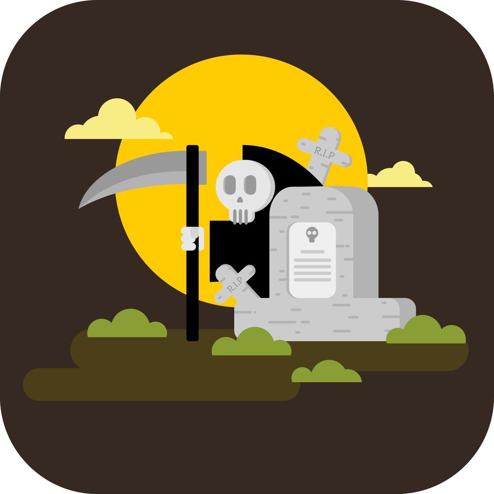 ángel de la muerte y la guadaña, icono relacionado con halloween. ilustración plana parca. ilustración de vector de parca en diseño de color plano