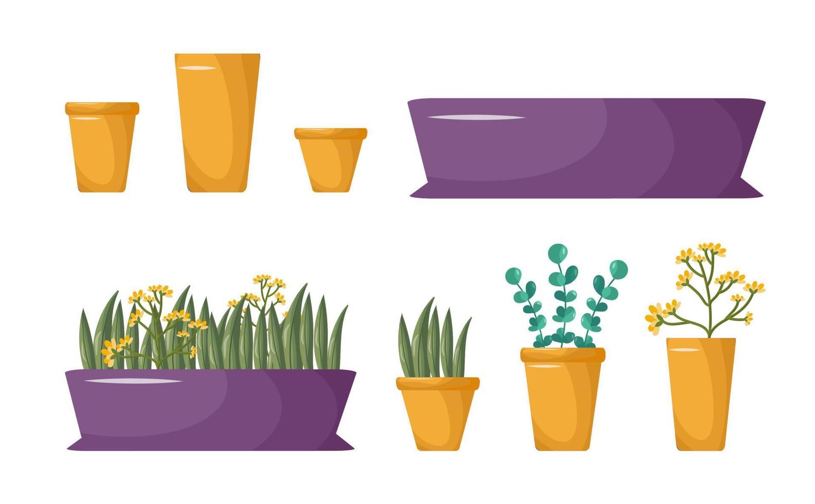 coloridas plantas de interior en estilo boho. arreglo hygge del espacio. huerto familiar, jungla urbana. dibujado a mano. impresión, afiche, pegatina, pancarta, logotipo, etiqueta. imagen vectorial sobre un fondo blanco aislado. vector