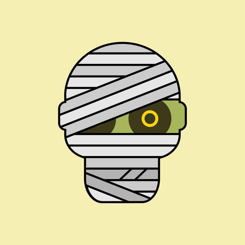 Mummy head icon, Mummy symbol Halloween icon. Colorful flat corpse icon. Thin line art design, Vector outline illustration