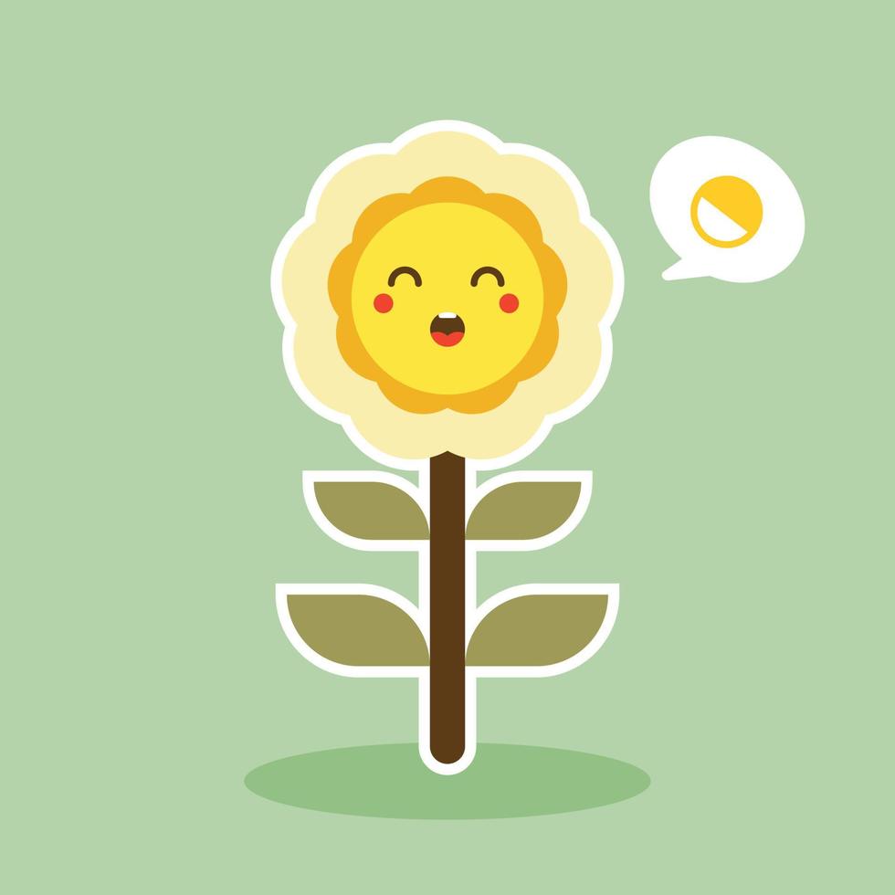 happy sunflower character mascot flat design vector illustration