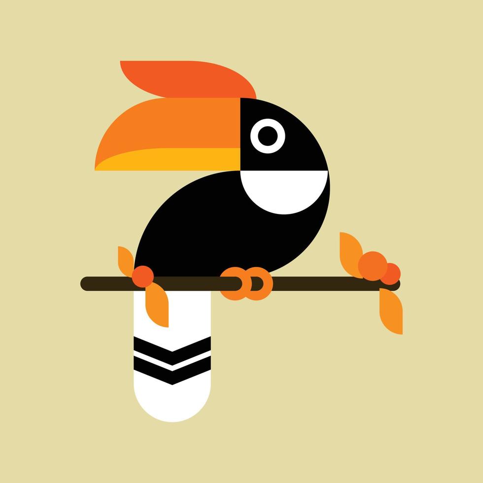 Vector of toucan Hornbill bird. Wild. Animals. vector illustration. flat design