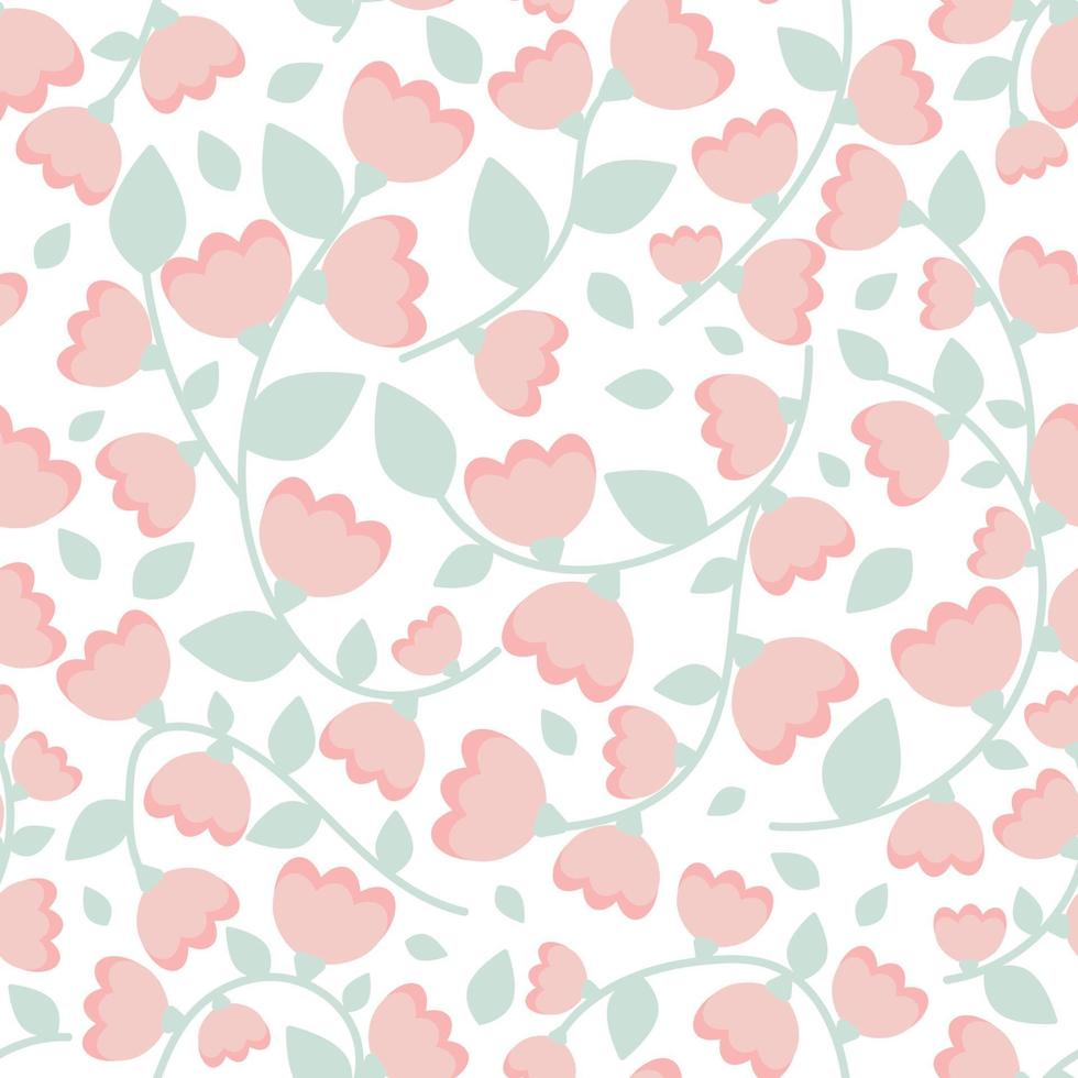 Seamless pattern with plant elements. Spring summer pattern with branches, leaves and flowers vector