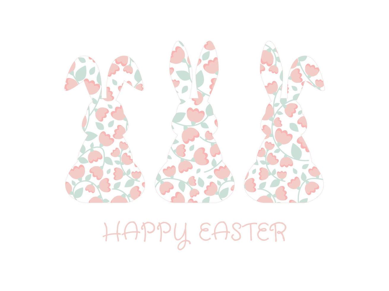 Bunny design element with seamless pattern. Illustration for postcard, poster, sticker, pattern. Easter bunny, rabbits. Cute animal silhouette, vector design element.