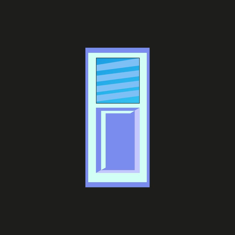 door vector icon. a combination of wooden doors with glass in the middle.