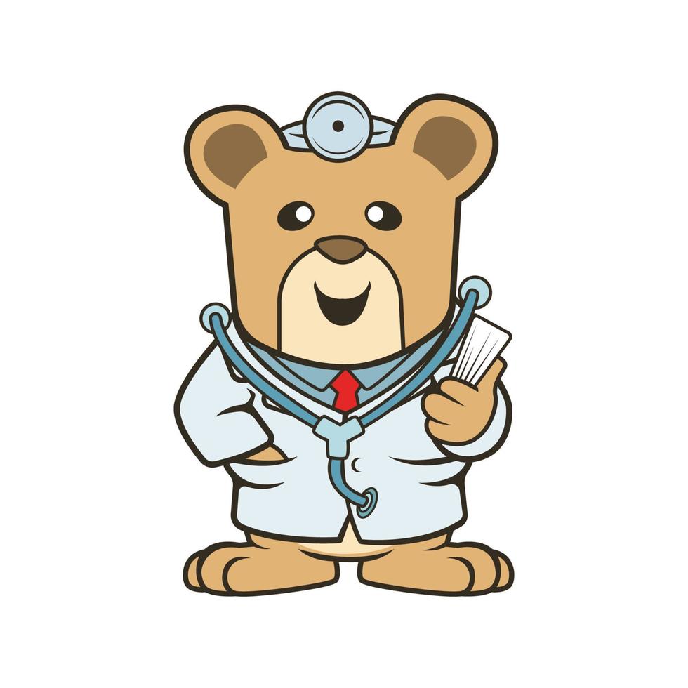 bear doctor character mascot logo vector