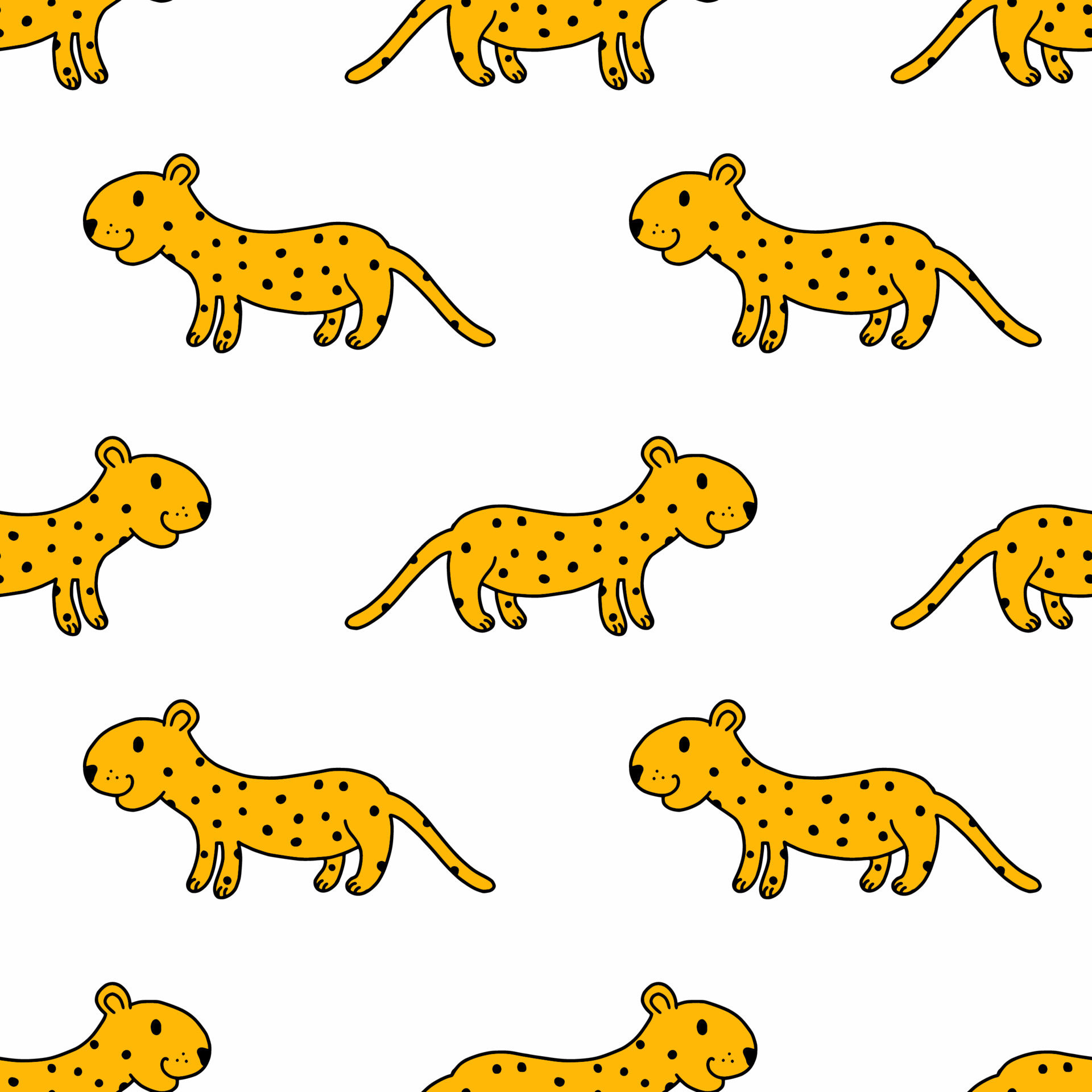 Doodle cheetah seamless pattern Hand drawn cute leopard endless wallpaper  Wild animals background 9229477 Vector Art at Vecteezy