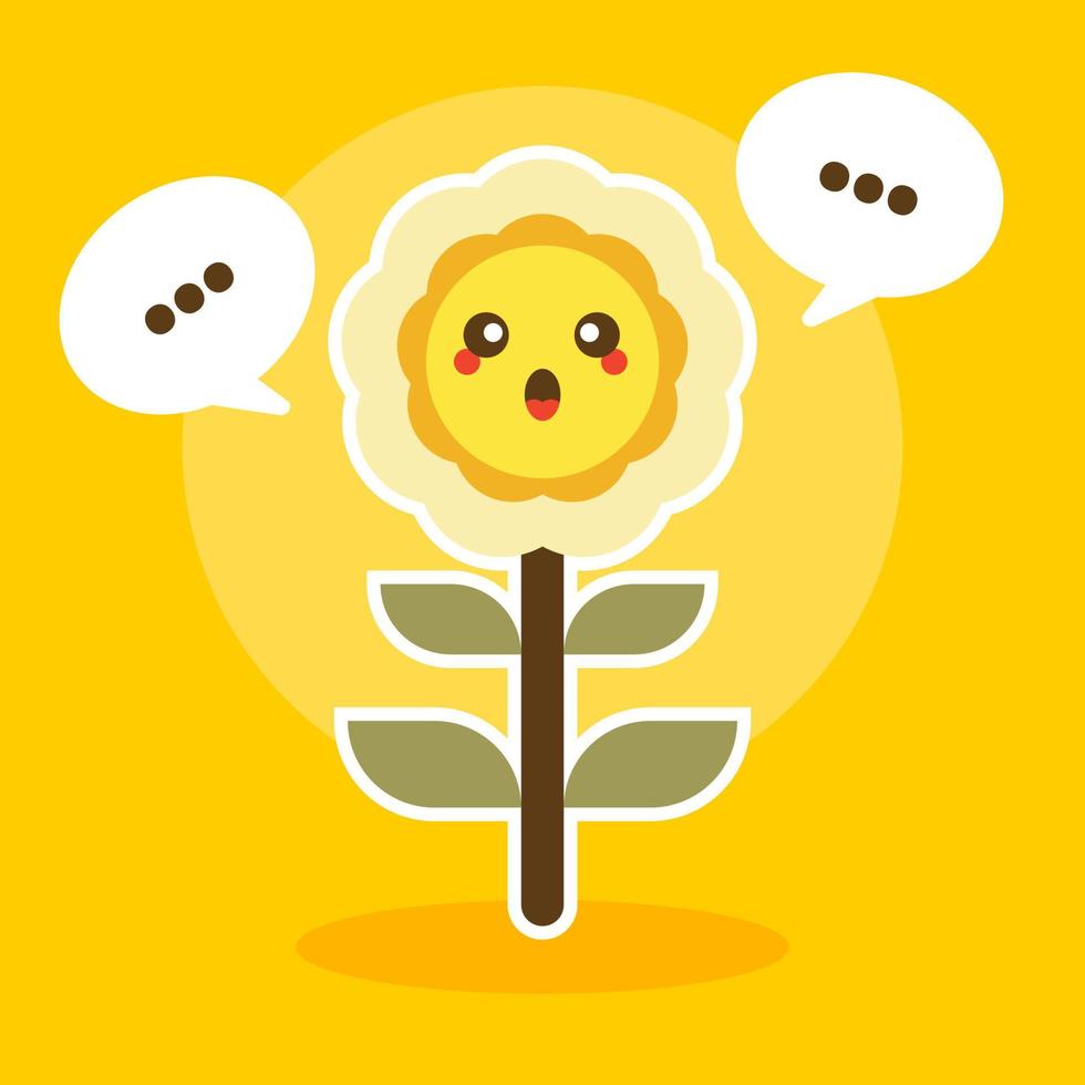 happy sunflower character mascot flat design vector illustration
