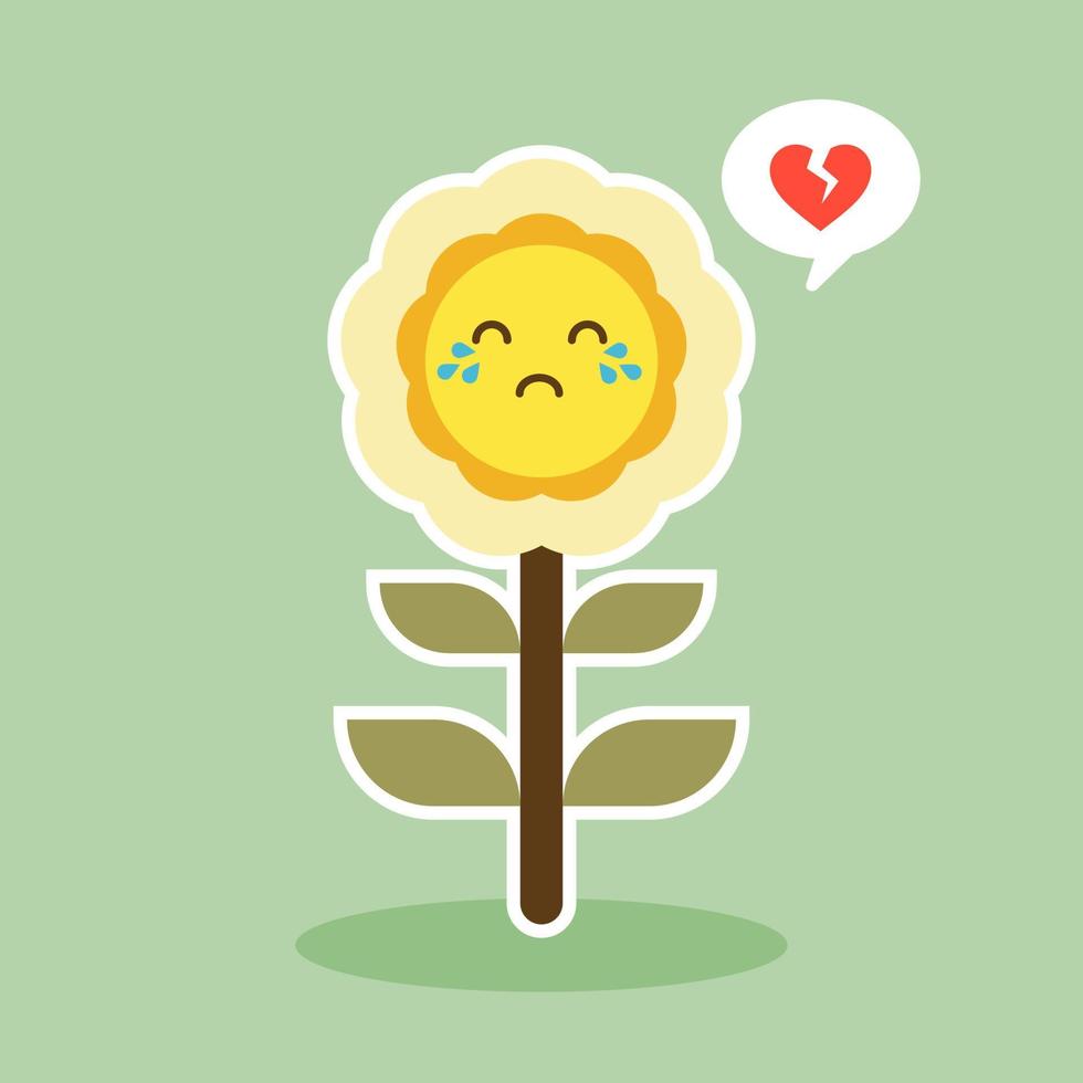 happy sunflower character mascot flat design vector illustration