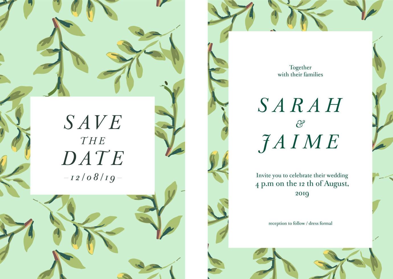 floral weeding invitation vector