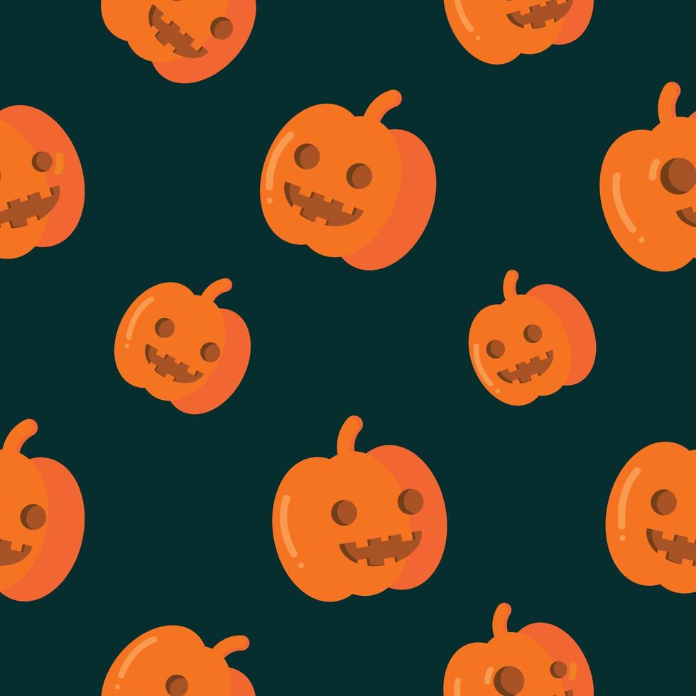 Pumpkin face, Jack o lantern Seamless Pattern for Halloween Halloween vector dark background.