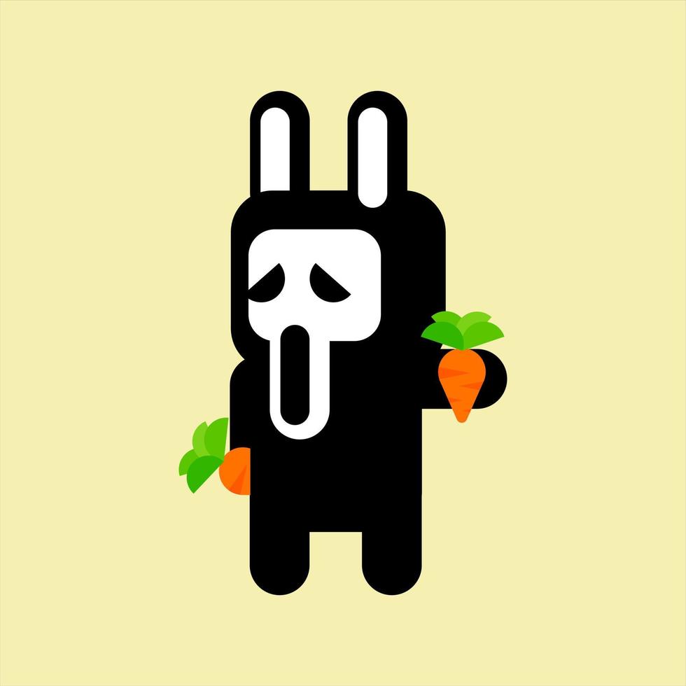 máscara de halloween con disfraz de conejo. icono de halloween, personaje plano y mascota vector