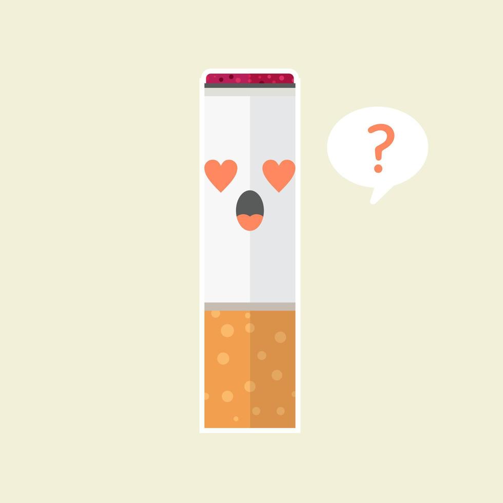 cigarette character mascot isolated on background, cigarettes illustration, cigarette simple clip art,smoking area icon in flat style. vector