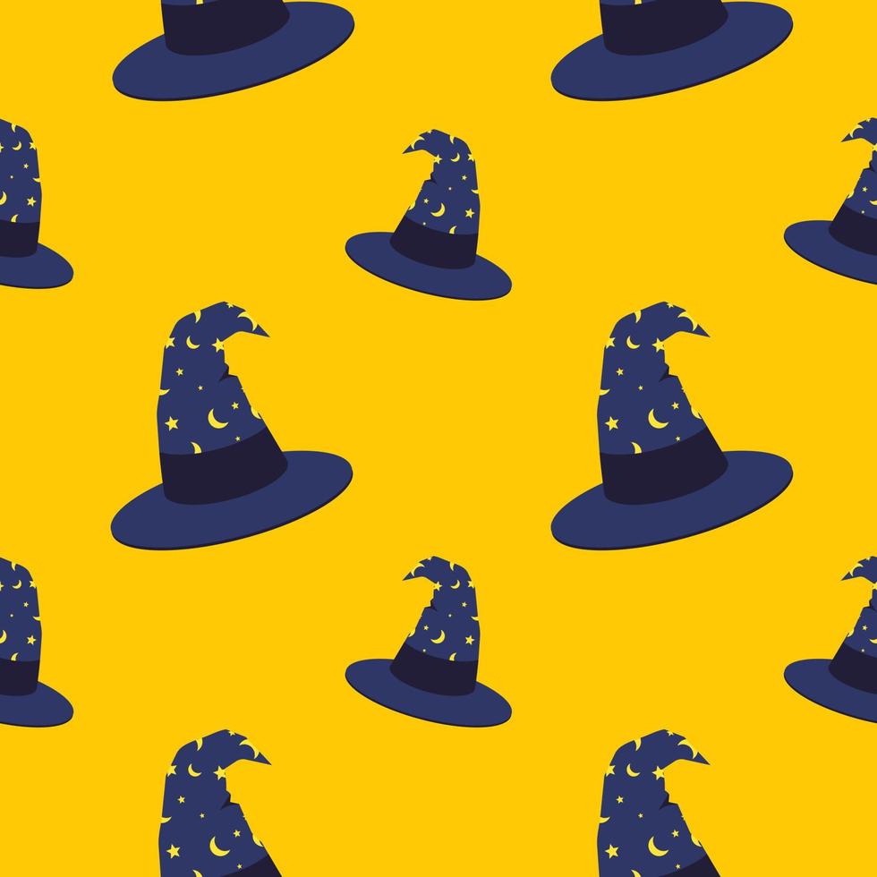 Witch hat halloween seamless pattern, avatar flat design illustration. icon for halloween. flat design character. Simple mascot vector