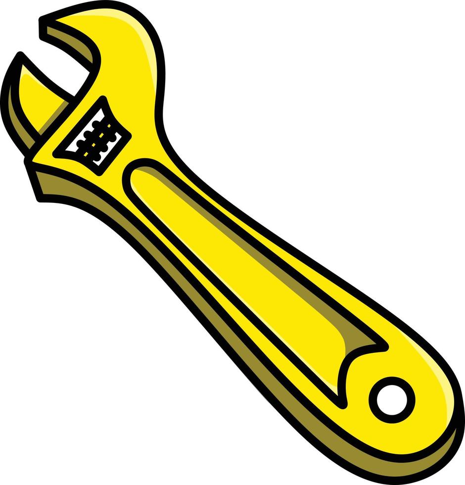 llave inglesa en color amarillo y estilo plano. vector