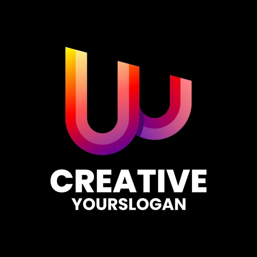 Vector logo illustration letter w gradient colorful style