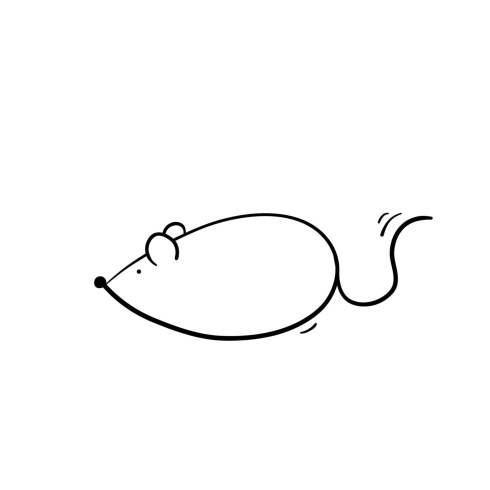 doodle rat illustration with hand drawn style vector isolated on white