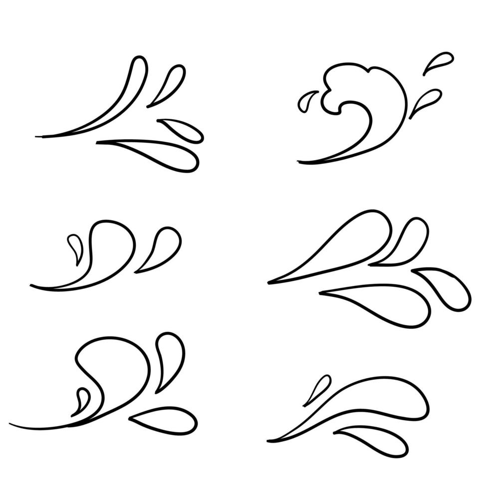 icono de agua salpicada con garabato dibujado a mano ilustración de símbolos de arte de línea simple aislado vector