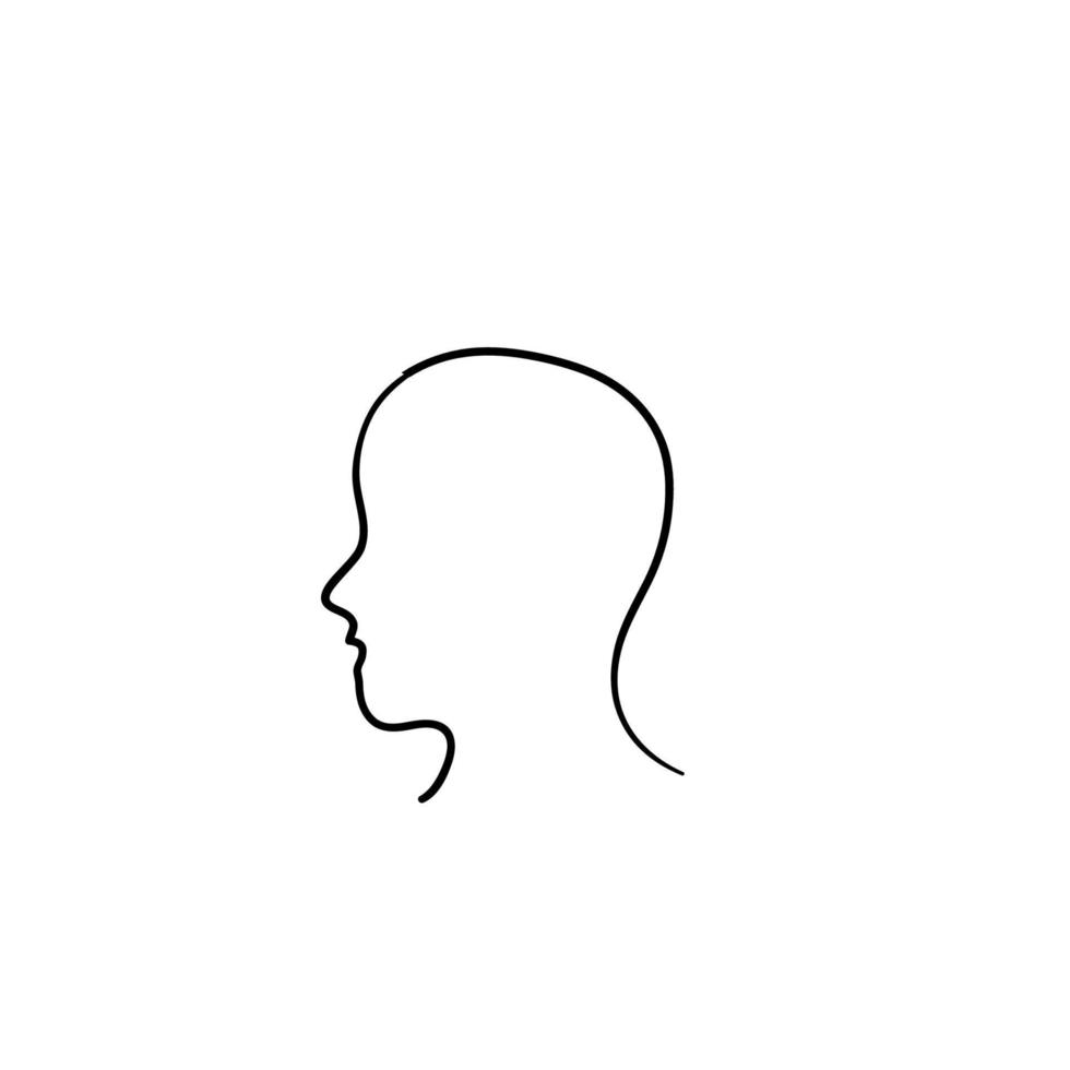 human head face line silhouette with hand drawn doodle style isolated vector