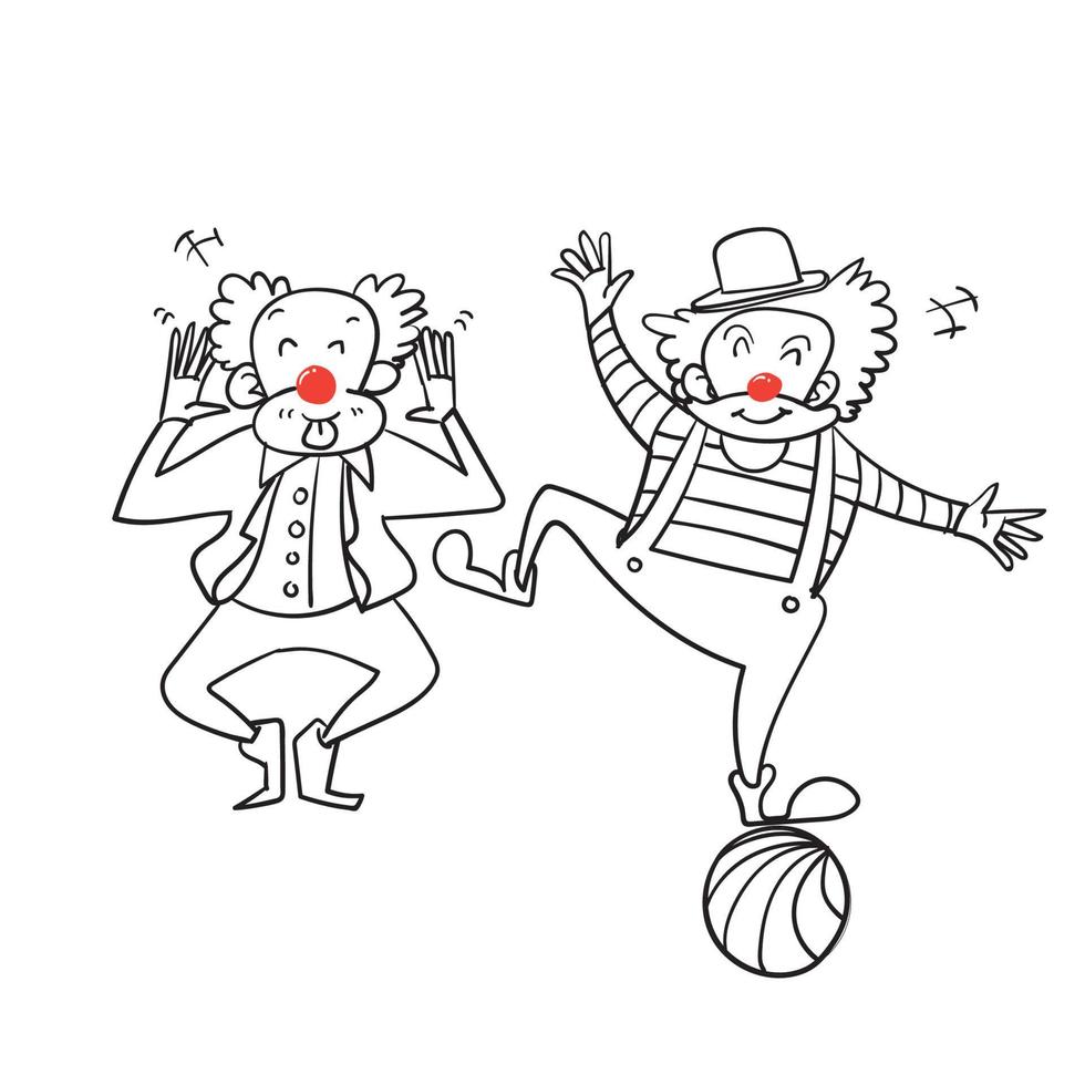 hand drawn doodle clown illustration isolated vector