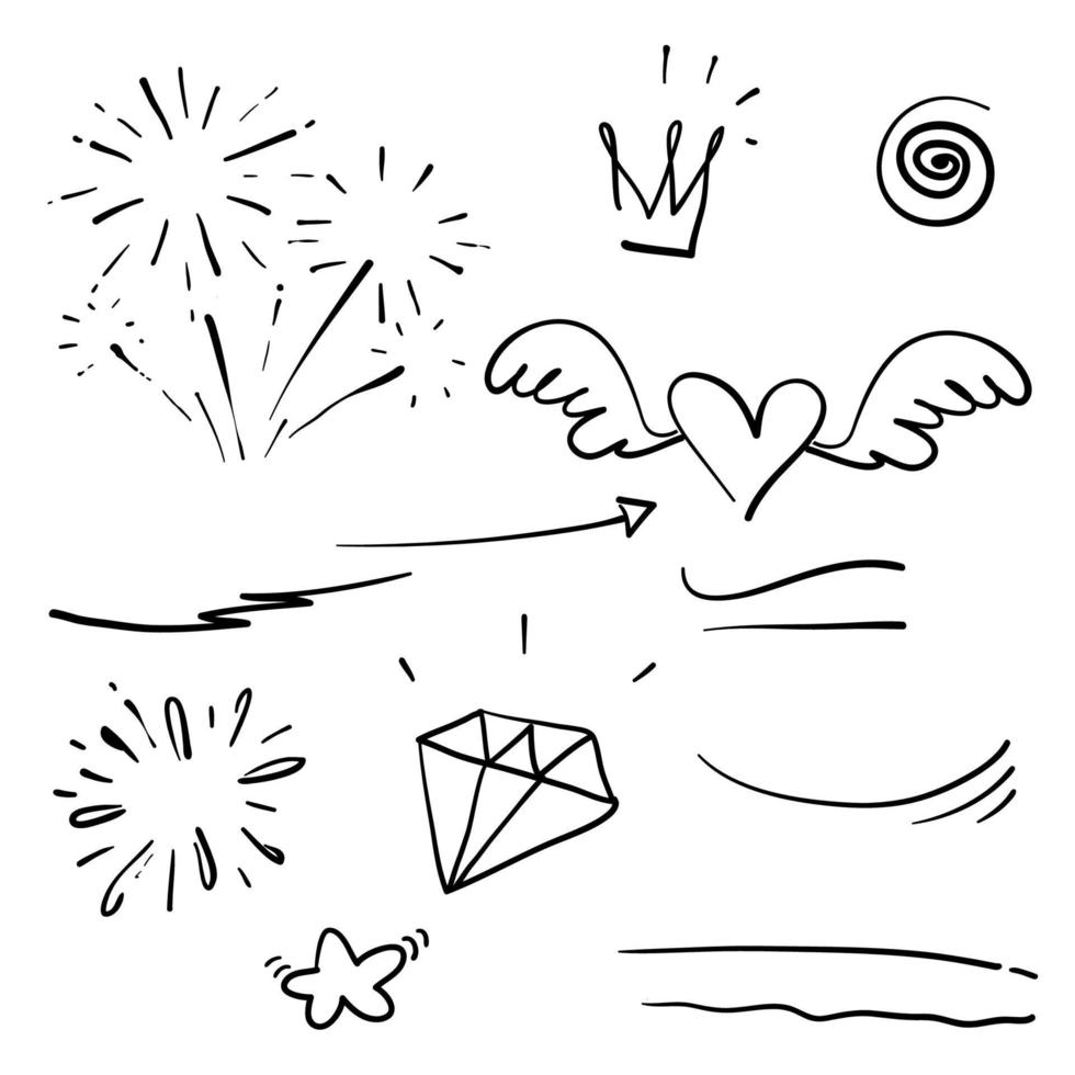 collection of curly swishes, swashes, swoops. Calligraphy swirl. Highlight text elements. with hand drawn doodle isolated vector