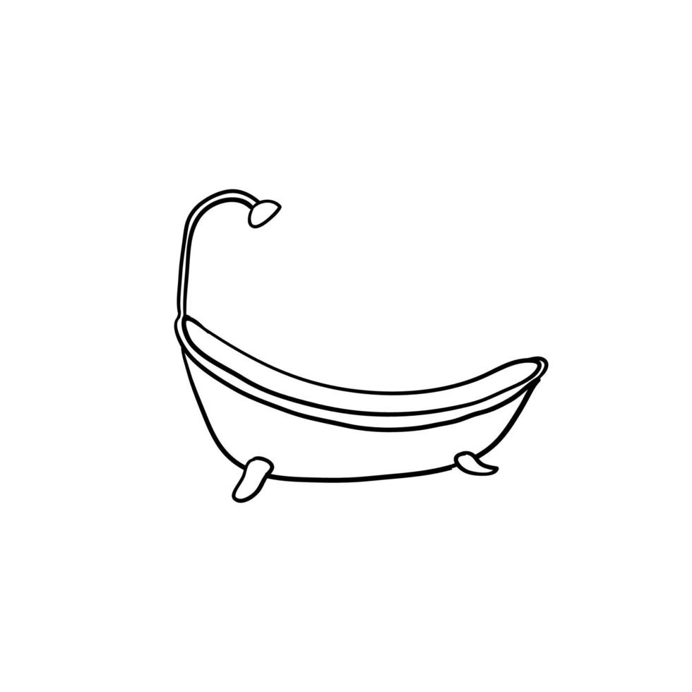 diseño de icono de bañera dibujado a mano con vector de estilo de dibujos animados de garabato aislado
