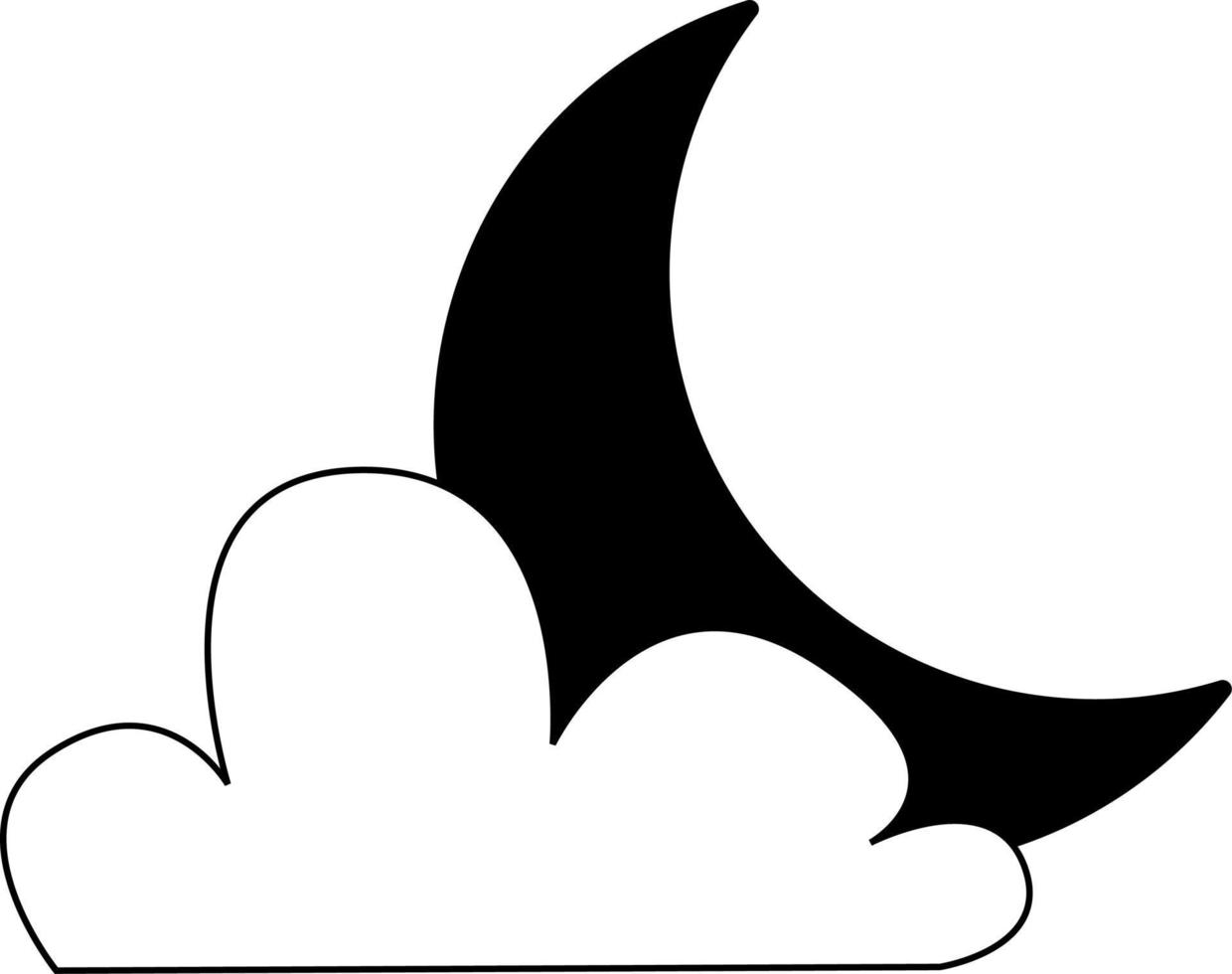 illustration vector graphic outline of moon and cloud