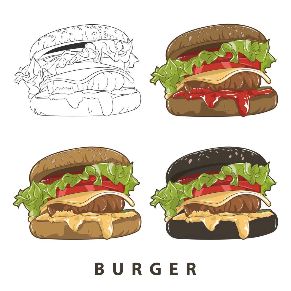 Ilustración de vector de hamburguesa