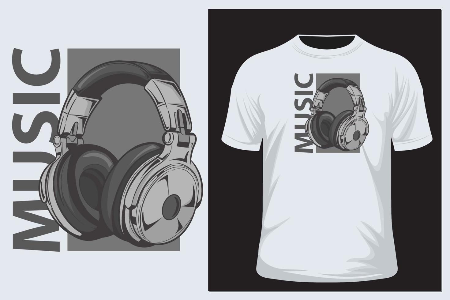 camiseta de auriculares de música vector