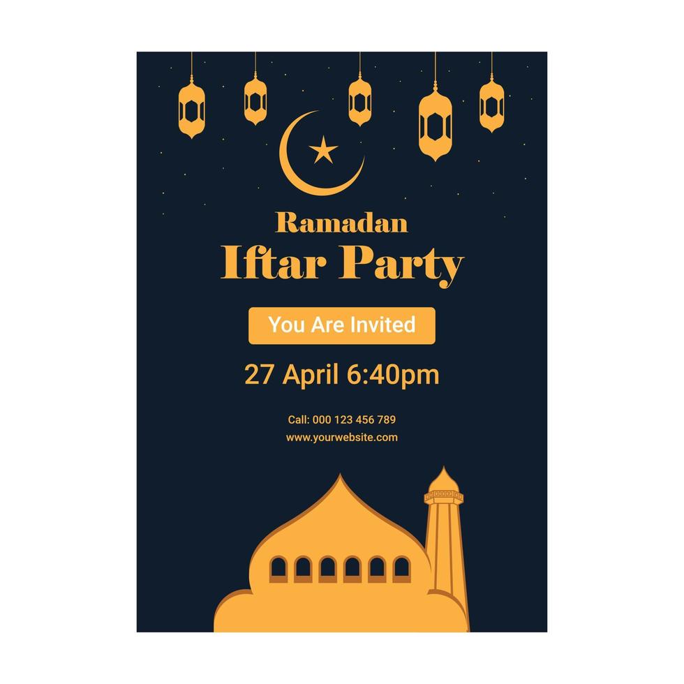 Ramadan Kareem Iftar Party Poster Template vector