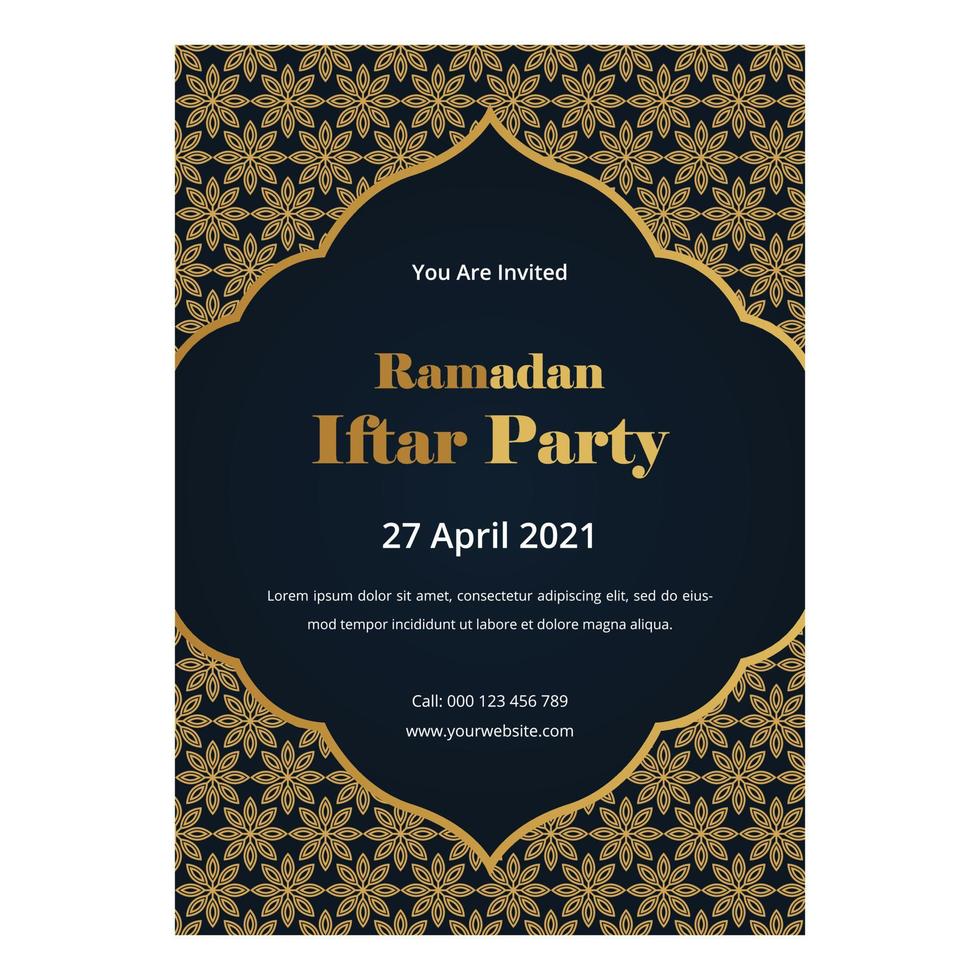Ramadan Kareem Iftar Party Poster Template vector