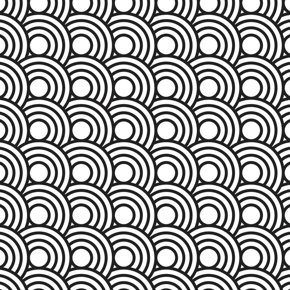 Seamless pattern background ornament of striped concentric circles. Black and white. vector