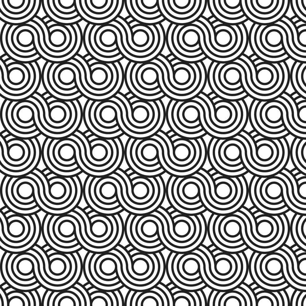 Seamless pattern background ornament of striped concentric circles. Black and white. vector